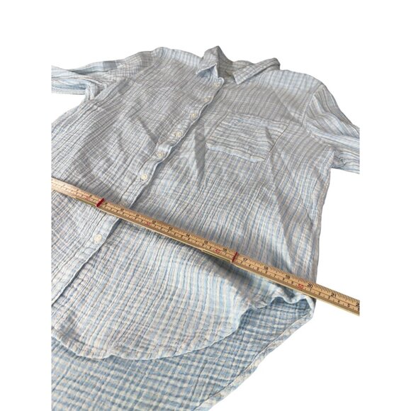 Time & Tru Womens Medium Button-Up Striped Shirt Blue & White Cotton Blend - Picture 9 of 10